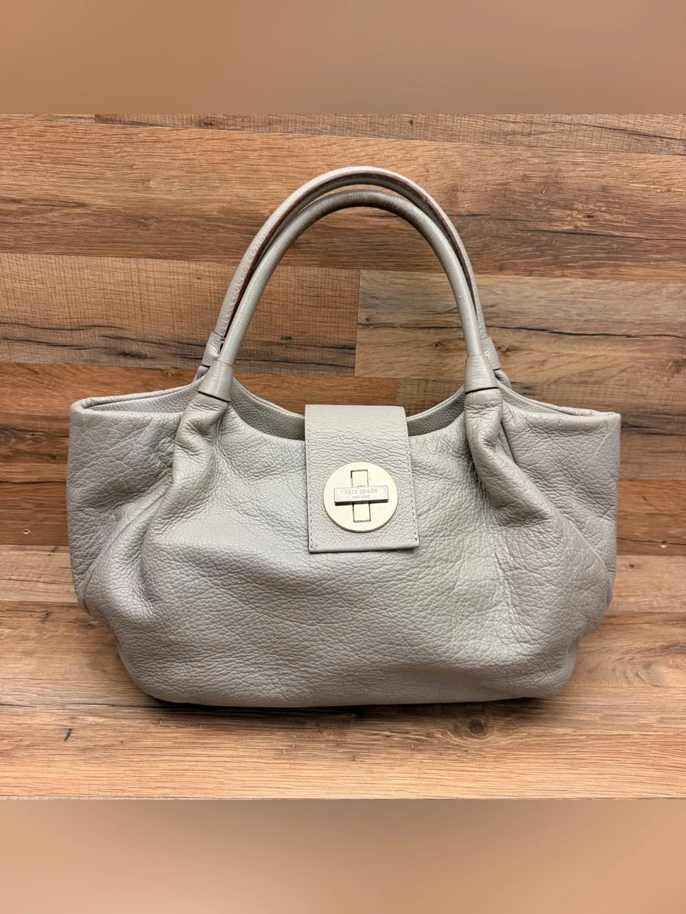 Kate Spade white leather handbag satchel gray  Leather Tote Bag